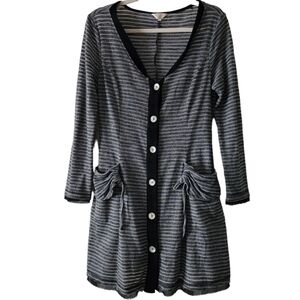 Lanvie sz M medium raw hem striped cardigan